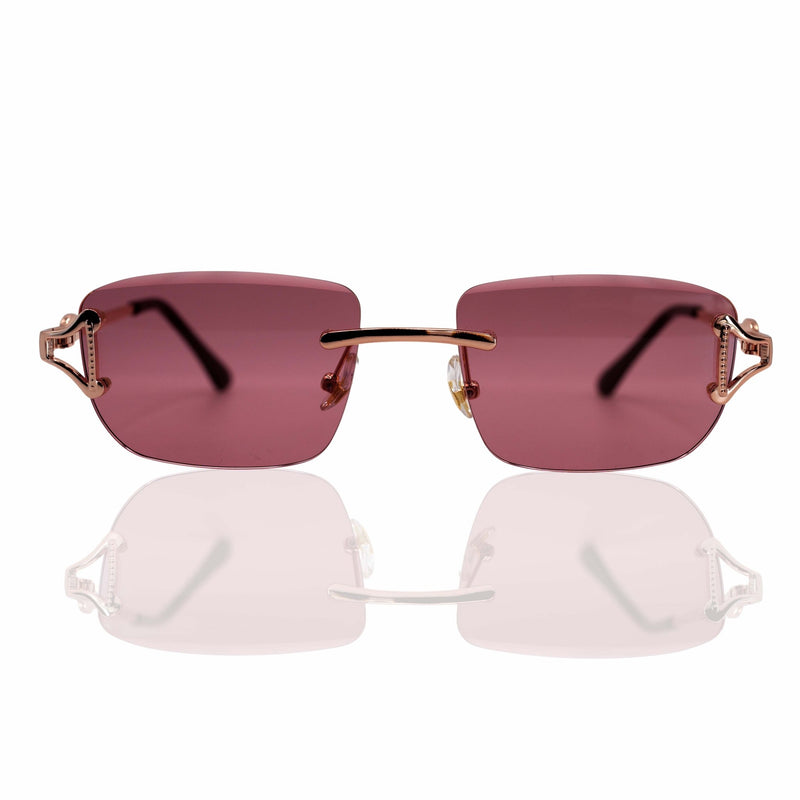 Sunglasses with red lenses and rose gold frames 