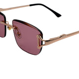 Sunglasses with rose gold frame and red lenses